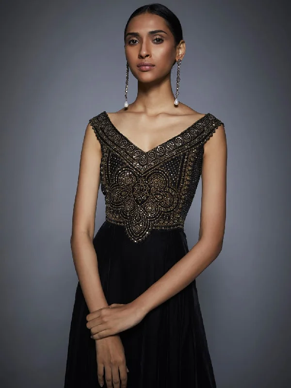 Women's Formal Dress OptionsRI Ritu Kumar Black & Gold Embroidered Gown