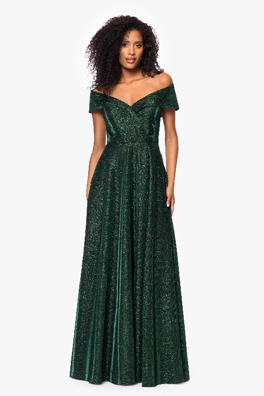 Custom Formal Dress Tailors"Willow" Off the Shoulder Glitter Knit Gown