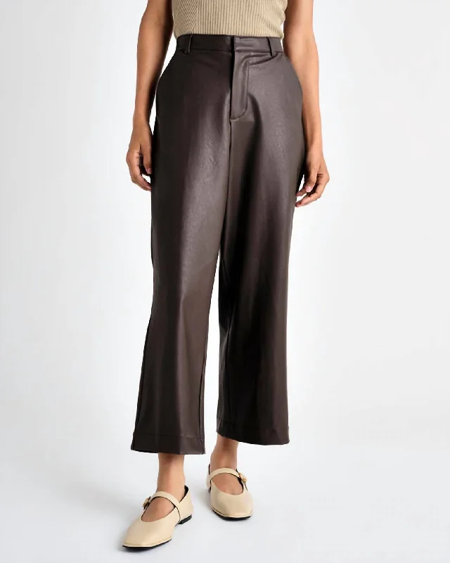 women's mini pantsVegan Leather Trouser In Chocolate