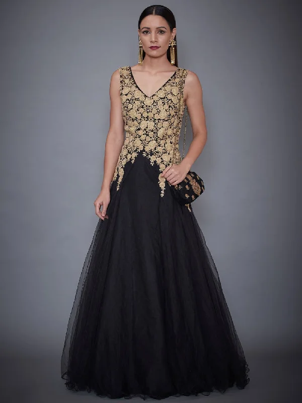 Classic Formal Dress StylesRI Ritu Kumar Black Embroidered Gown