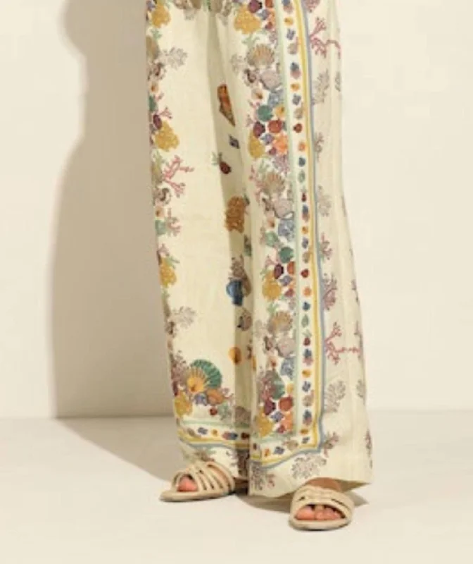 women's trendy pantsIvory Wide Leg Pant In Multi