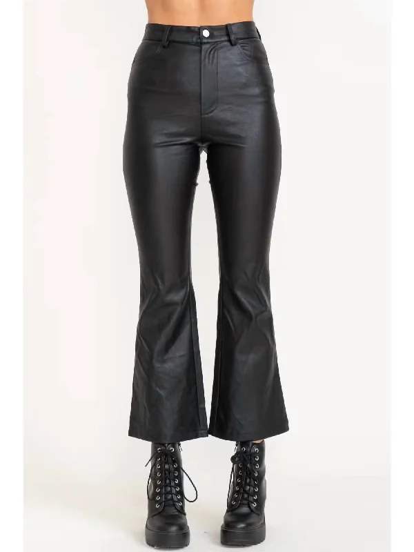 women's straight-leg pantsPleather Flare Leg Pants In Black