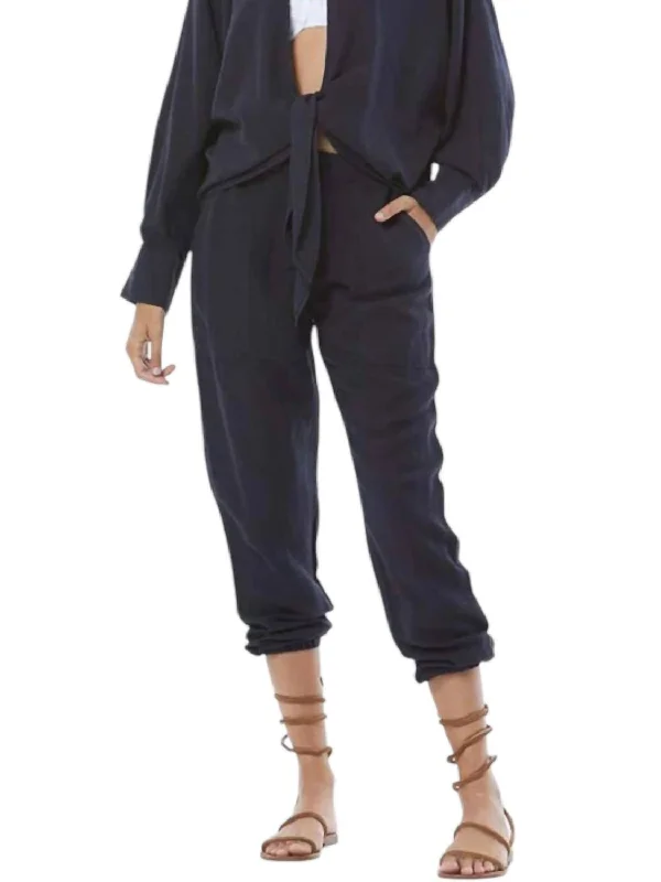 women's warm pantsTrooper Linen Jogger In Midnight