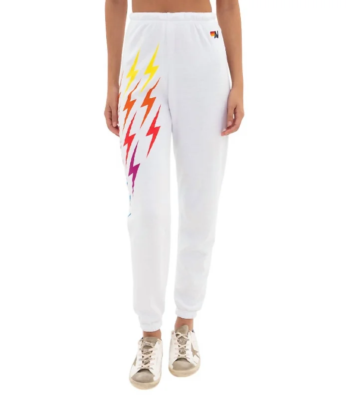 women's solid-color pantsWomen's Bolt Gradient Sweatpants In White/rainbow