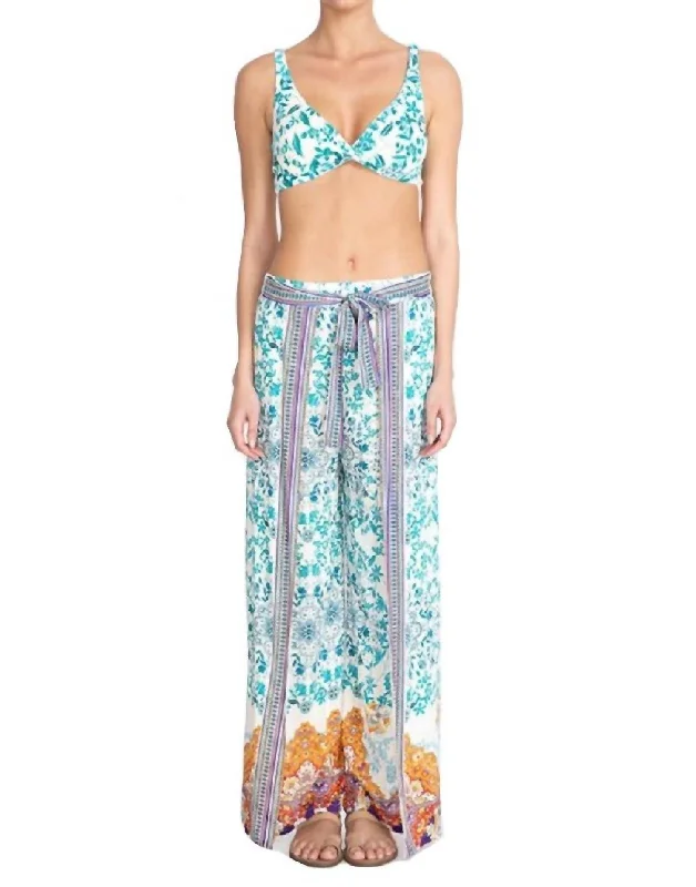 women's bridal pantsEllyo Wrap Pant In Blue Multi