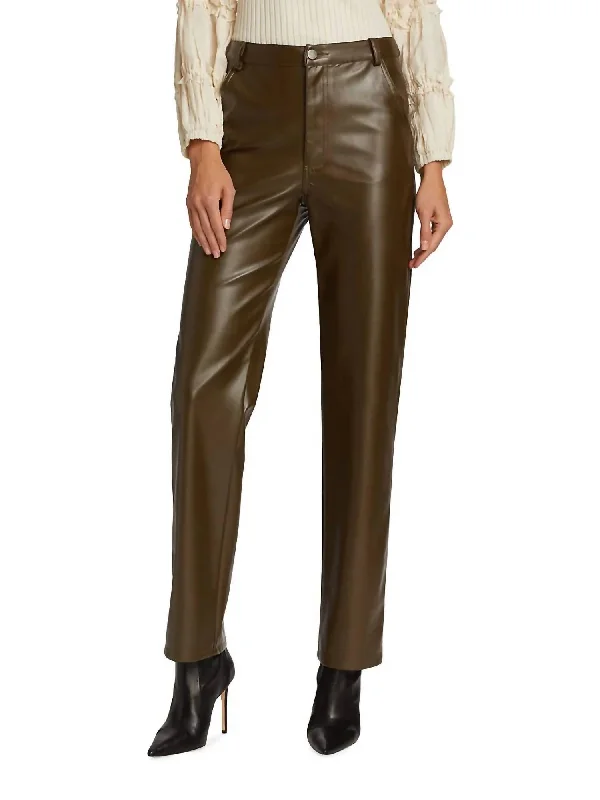 women's summer pantsLana Vegan Leather Trouser In Olive