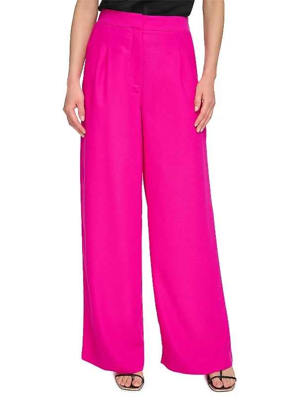 women's linen pantsWomens Pleated Crepe Wide Leg Pants