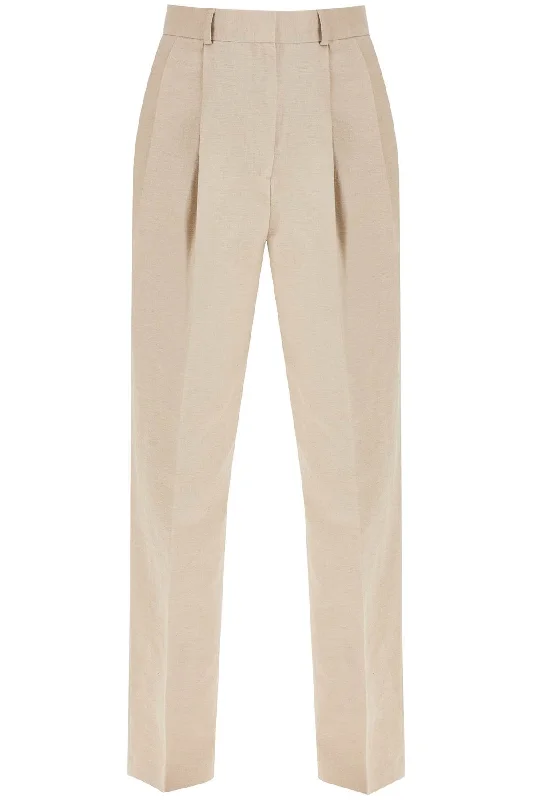 women's high-waisted pantsToteme Women's Tailo Linen Blend Trousers For Men