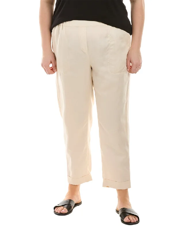 women's cycling pantsMarina Rinaldi Plus Recale Linen-Blend Trouser