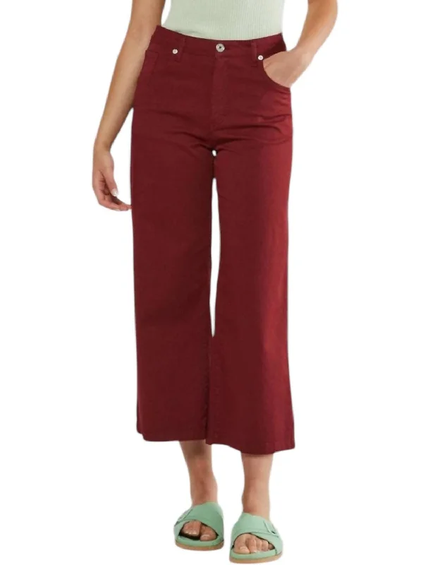 women's striped pantsCotton Flare Trousers In Goji