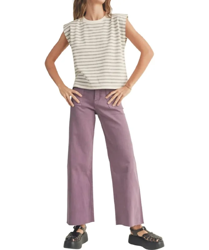 women's leggingsStretch Wide Leg Cotton Pants In Grape