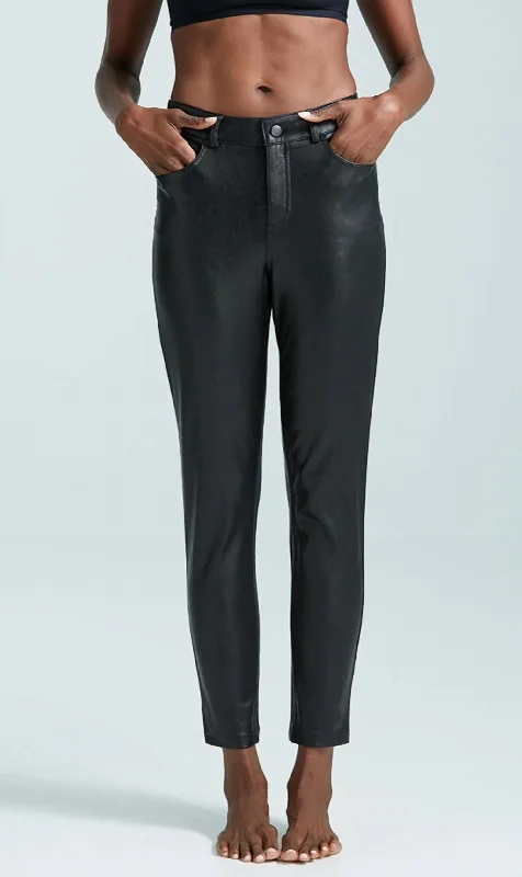 women's affordable pantsFaux Leather Five Pocket Pant In Black