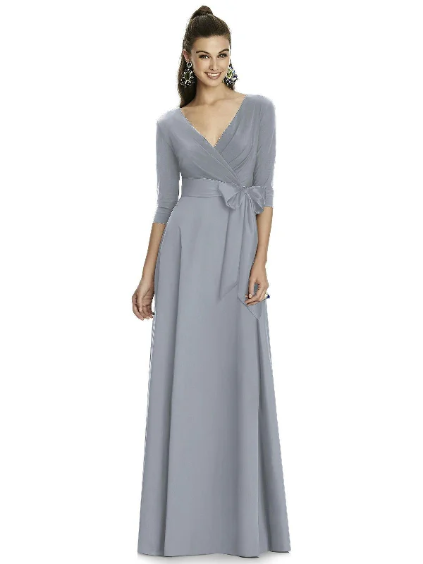 Formal Dress for Tennis TournamentsAlfred Sung - D736SC Quarter Sleeve V Neck Long Formal Dress with Sash