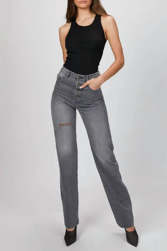 women's bell-bottom pantsVintage Cut Denim Pants In Grey