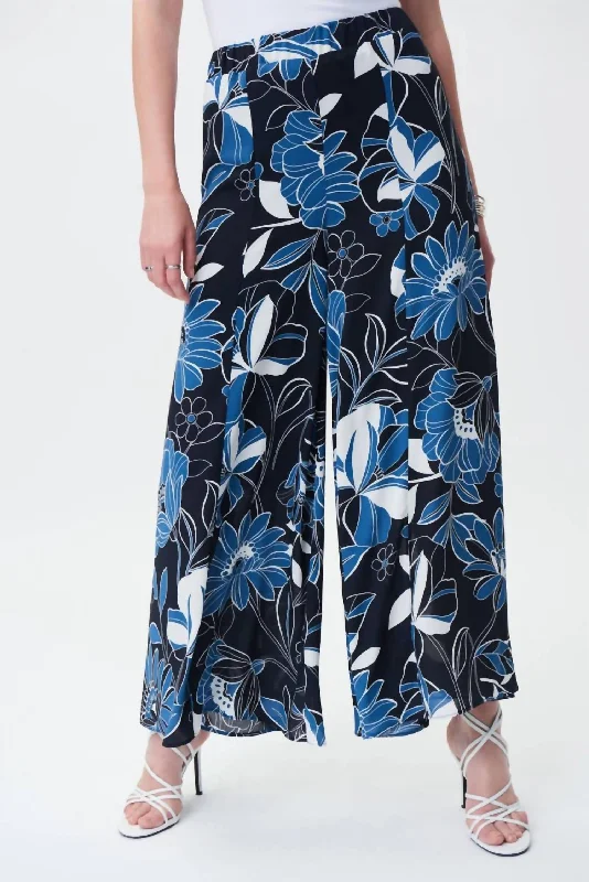 women's jogger pantsWide Leg Floral Pants In Midnight