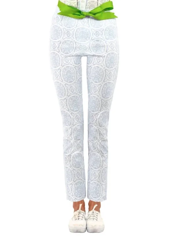 women's party pantsGripeless Pull On Pant - Sultan's Dining Room In White/periwinkle