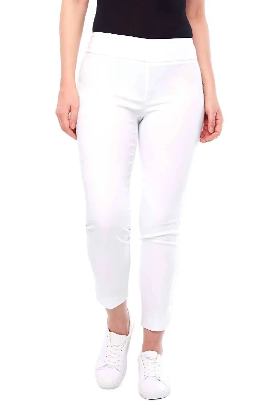 women's floral pantsSolid Slim Ankle Pant In White