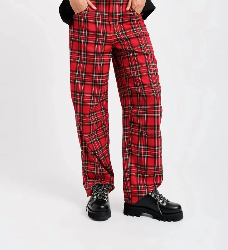 women's embroidered pantsSam Pant In Red Plaid