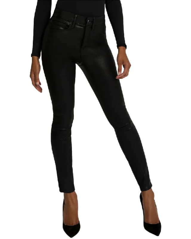 women's slim-fit pantsGOOD AMERICAN Good Legs Black Coated Skinny Jean