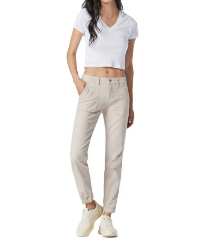 women's high-waisted pantsIvy Mid Rise Cargo Pants In Silver Cloud Twill