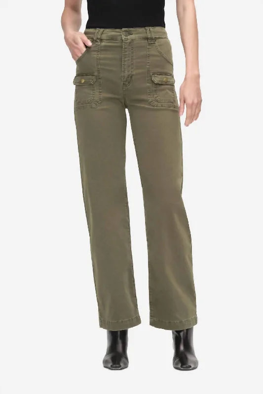 women's bell-bottom pantsUtility Pocket Pant In Washed Winter Moss