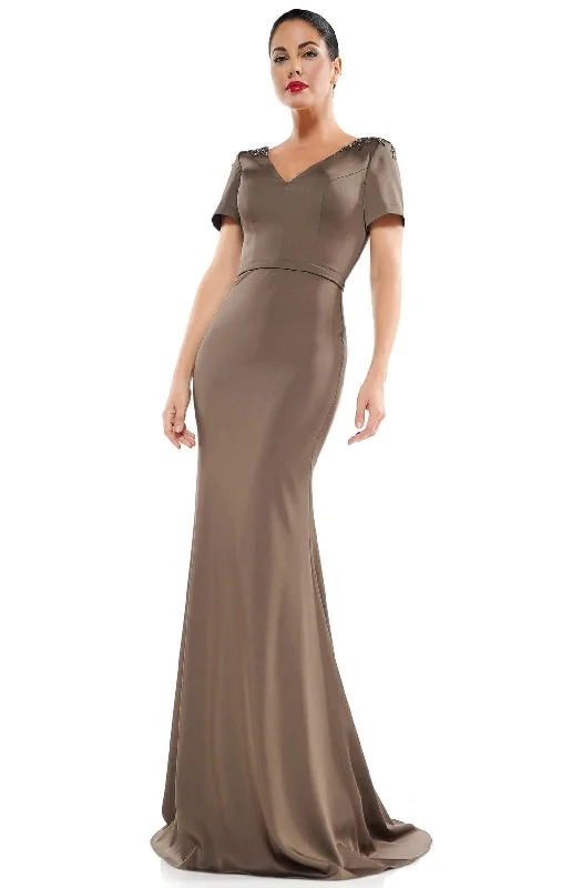 Formal Dress for PageantsMarsoni by Colors - M284 Short Sleeves V-Back Trumpet Gown