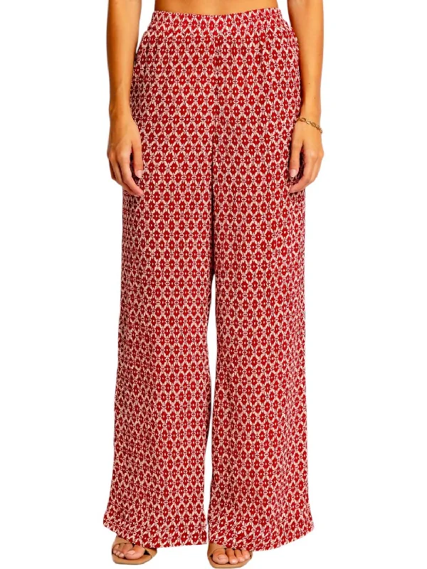 women's nursing pantsAnnie Wide Leg Pants In Red Geo