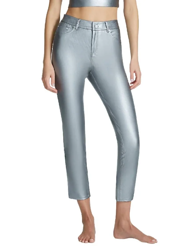 women's wedding pantsFaux Leather Five Pocket Pant Slg69 In Platinum