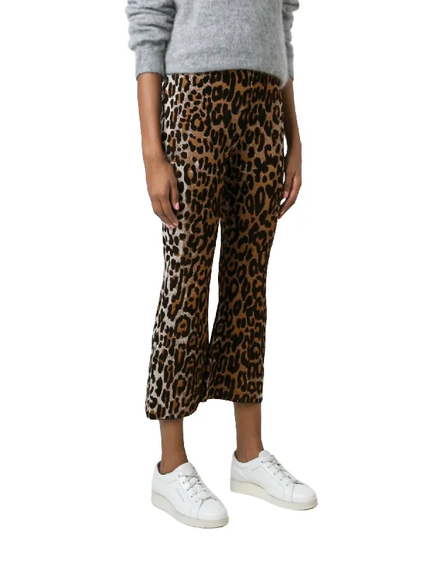 women's high-waisted pantsWomen Leopard Cropped Flared Pants