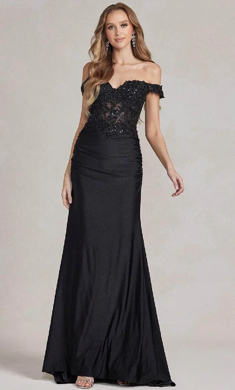 Formal Dress Shopping GuidesNox Anabel E1184 - Lace Appliqued Gown