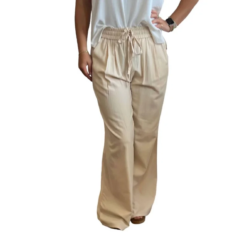 women's chiffon pantsLightweight Wide Leg Pants In Vanilla