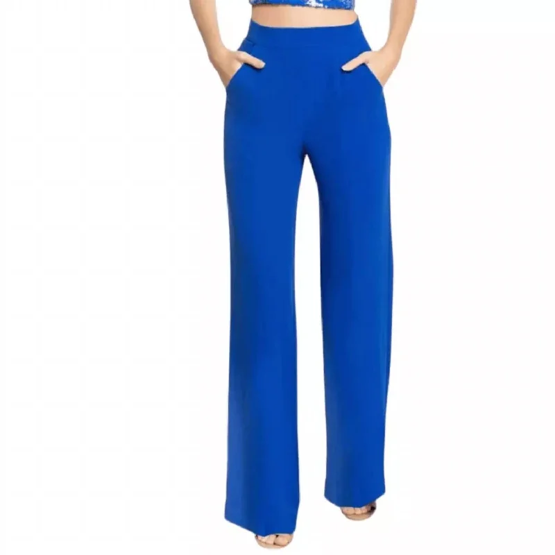 women's leggingsAshton Wide Leg Split Hem Pants In Blue