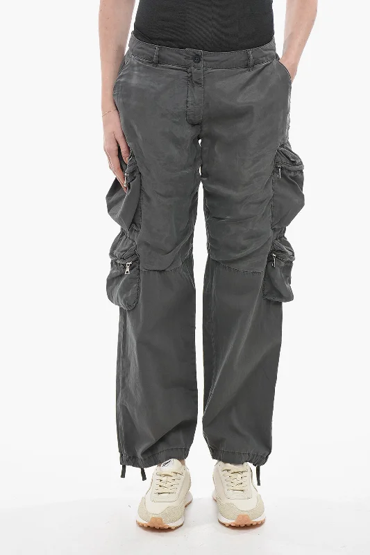 women's patched pantsJohn Elliott Dark Washed Cargo Pants with Belt Loops