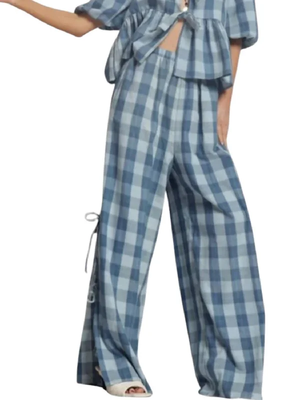 women's insulated pantsGauze Bow Tie Pants In Blue