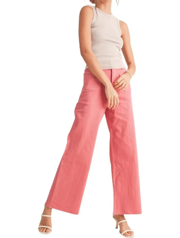 women's elegant pantsStraight Wide Leg Pants In Raspberry