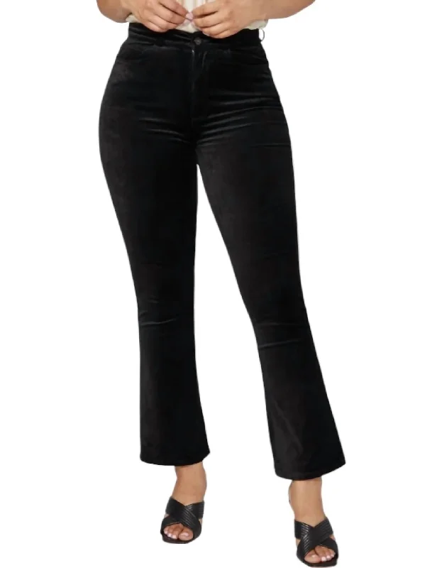 women's high-waisted pantsFlaunt Femme Ankle Flare Pants In Black Velvet