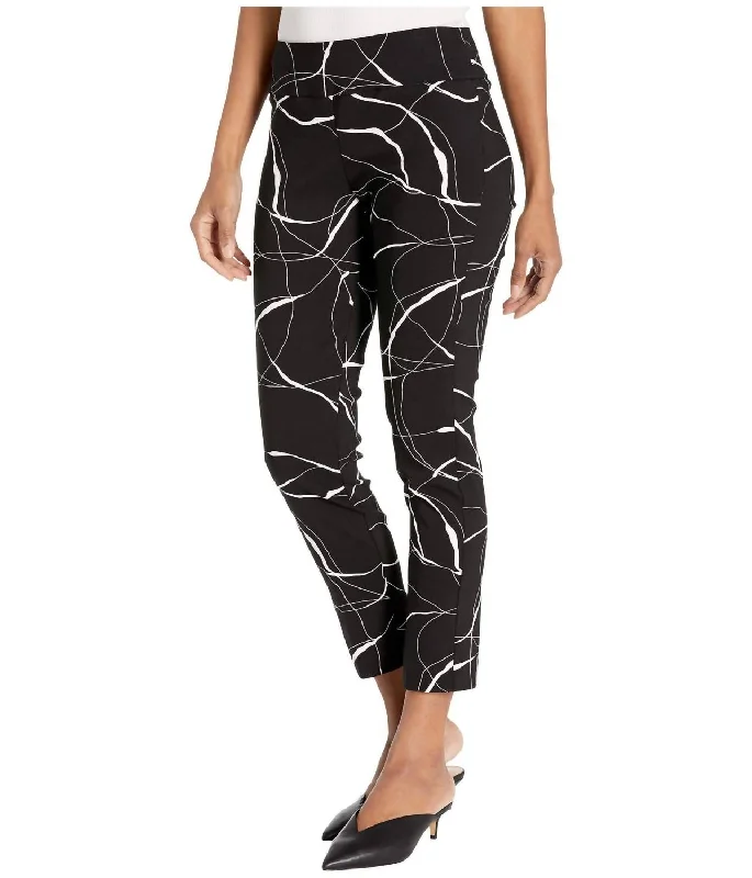 women's fall pantsBrush Strokes Pull On Pant In Black/white