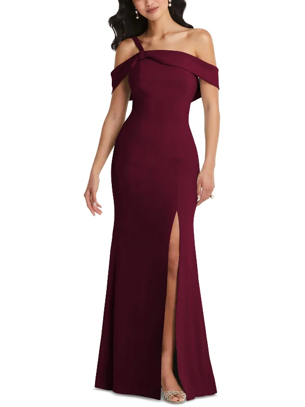 maximalist party dressesWomens Crepe One Shoulder Evening Dress