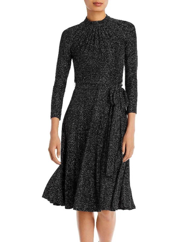 empire waist party dressesWomens Glitter Mock Neck Cocktail and Party Dress