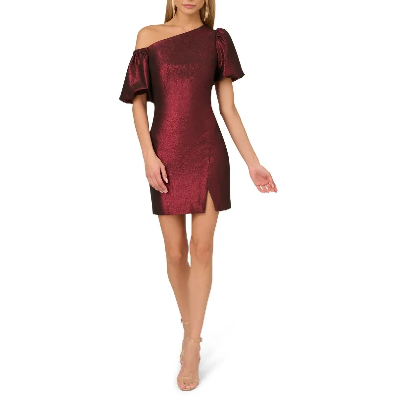 off-the-shoulder party dressesWomens Metallic Jacquard Cocktail And Party Dress