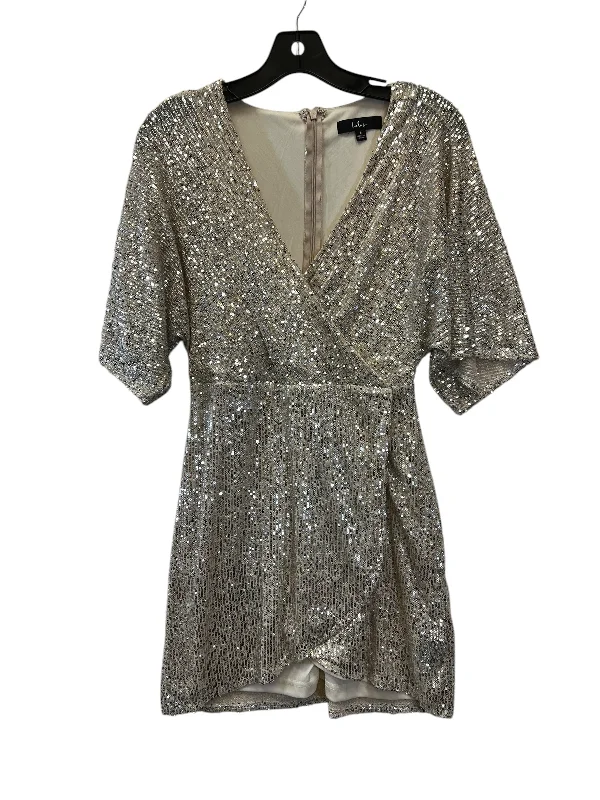 flutter-sleeve party dressesDress Party Short By Lulus In Silver & Tan, Size: S