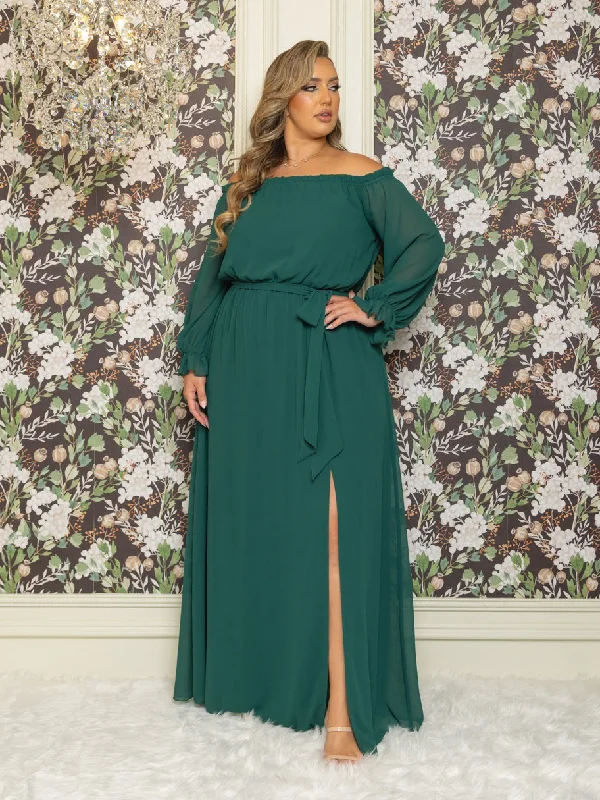 Formal Dress Alterations Near MeVicky Plus Size Chiffon Gown in Emerald