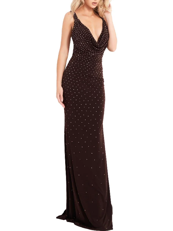 bachelorette party dressesWomens Studded Long Evening Dress