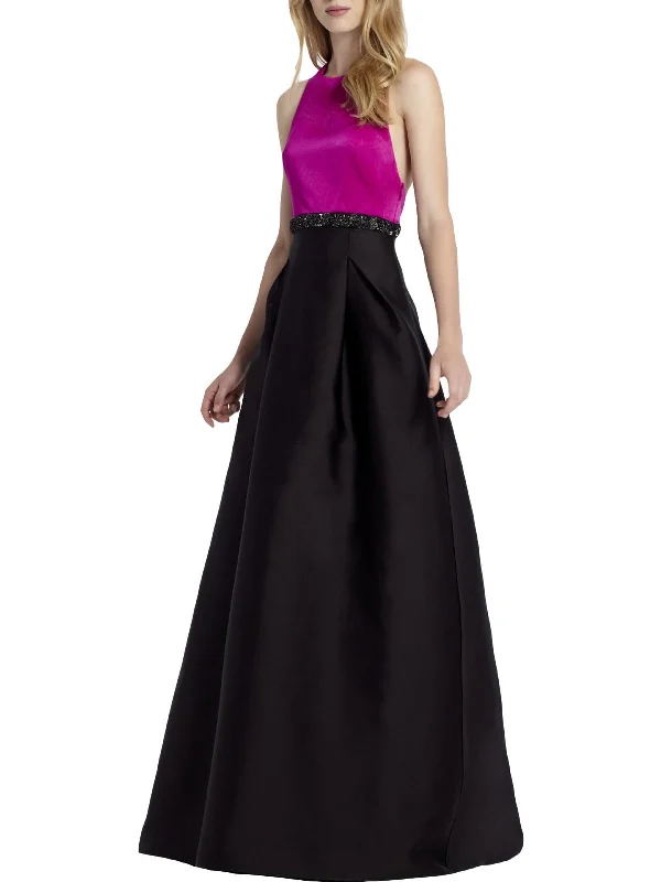 elegant party dressesWomens Colorblock T Back Evening Dress