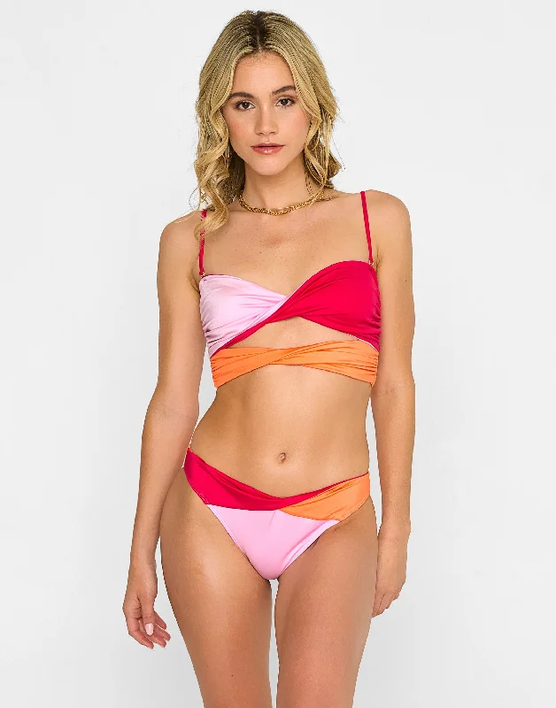 Bri Bandeau Top - Sunset Hibiscus