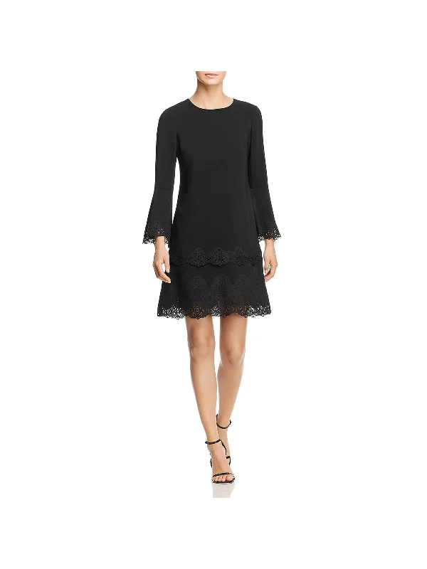 holiday party dressesTate Womens Lace Trim Bell Sleeves Party Dress