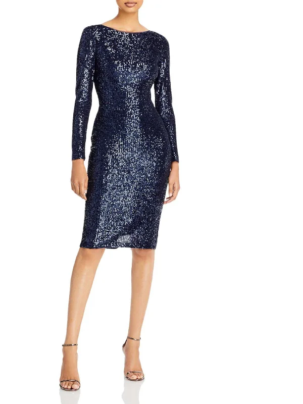 tall party dressesWomens Sequined Long Sleeves Cocktail and Party Dress