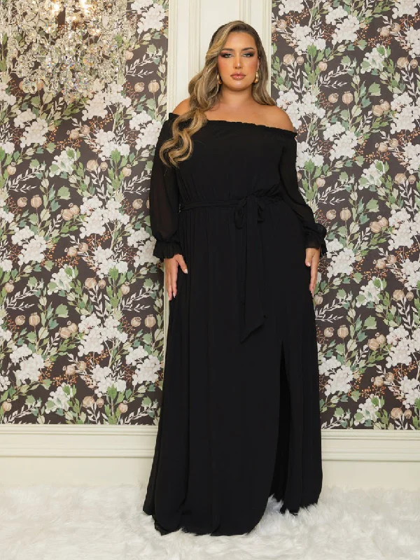 Formal Dress Trends 2023Vicky Plus Size Chiffon Gown in Black