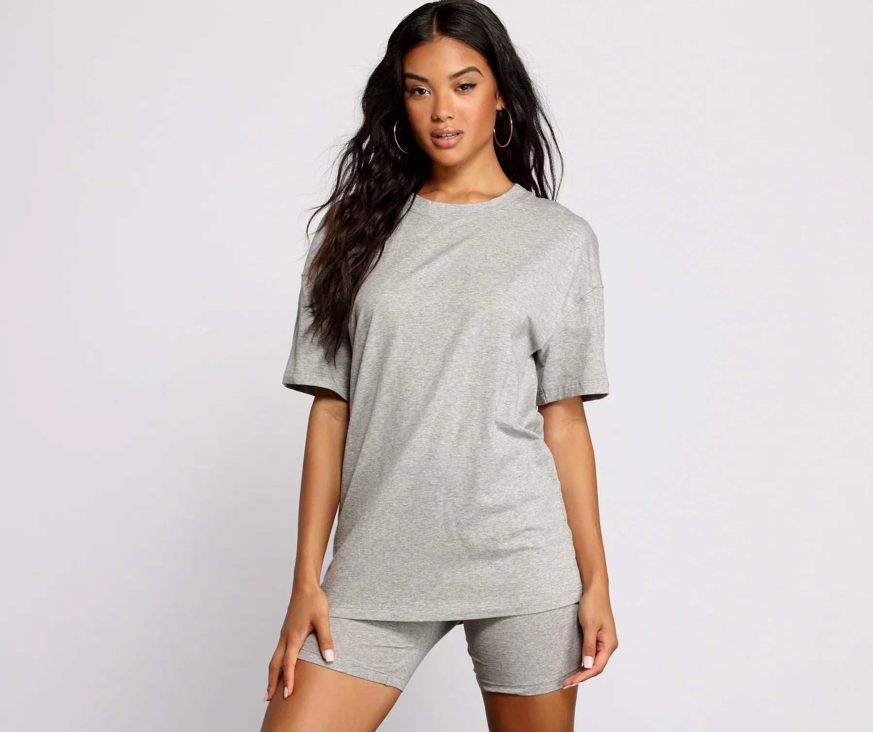 women's T-shirts with built-in brasEffortless Everyday Oversize Basic Tee