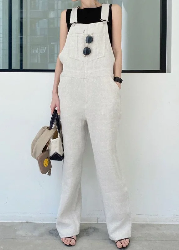 women's jumpsuits for travelClassy Apricot Patchwork Cotton Straight Overalls Jumpsuit Summer